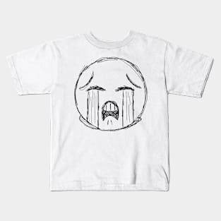 Dark and Gritty Loudly Uncontrollably Crying Face Emoji Kids T-Shirt